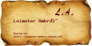 Leimeter Ambró névjegykártya
